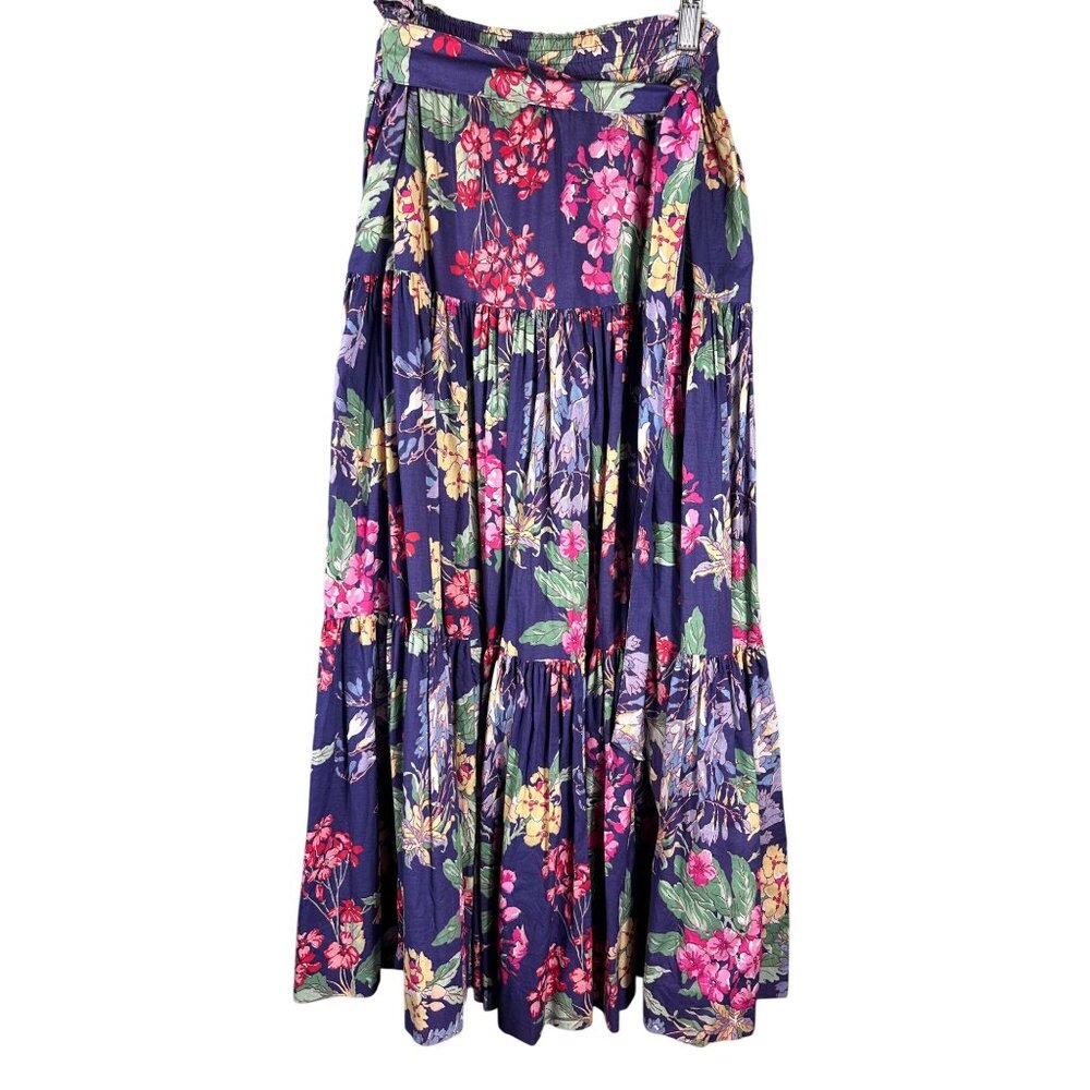 VTG Laura Ashley M Floral Tiered Midi Prairie Skirt Cottage 80s Boho Festival